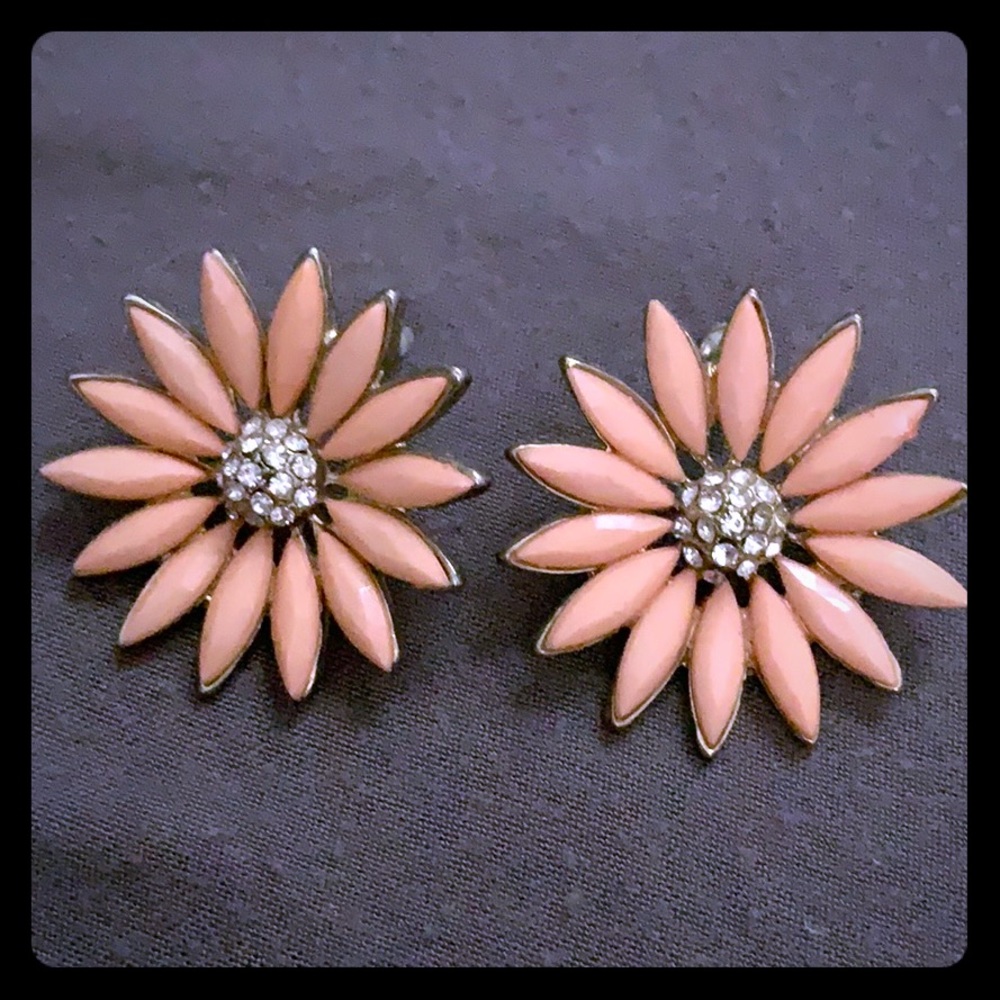 Pink flower earrings